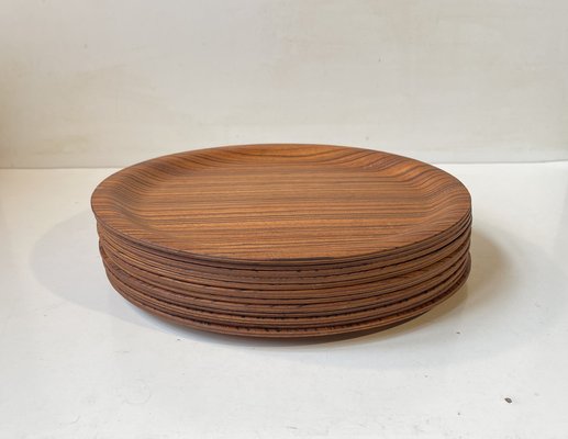 Scandinavian Modern Plates in Zebrawood, 1960s, Set of 12-LCR-1794476