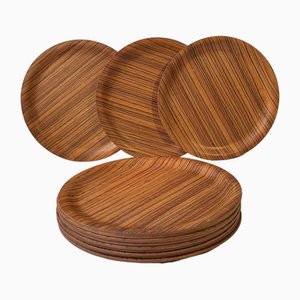 Scandinavian Modern Plates in Zebrawood, 1960s, Set of 12-LCR-1794476