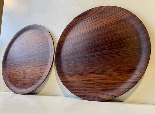 Scandinavian Modern Round Rosewood Serving Trays, 1960s, Set of 2-LCR-1756000