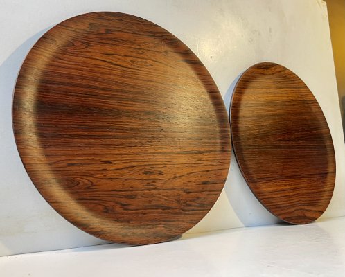 Scandinavian Modern Round Rosewood Serving Trays, 1960s, Set of 2-LCR-1756000