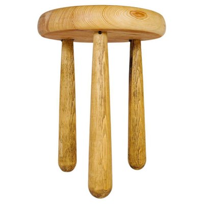 Scandinavian Modern Sculptural Stool Pine, Sweden, 1970s-UYK-1216763