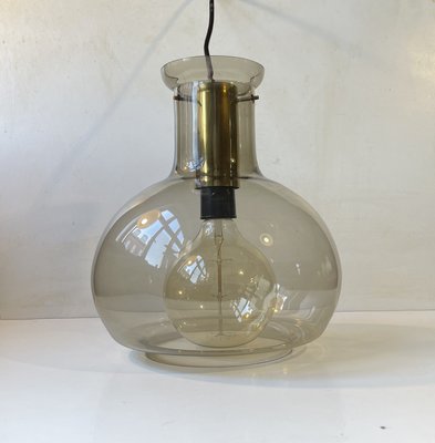 Scandinavian Modern Soap Bubble Ceiling Lamp in Smoke Glass by Jonas Hidle for Høvik Verk, 1960s-LCR-2031575