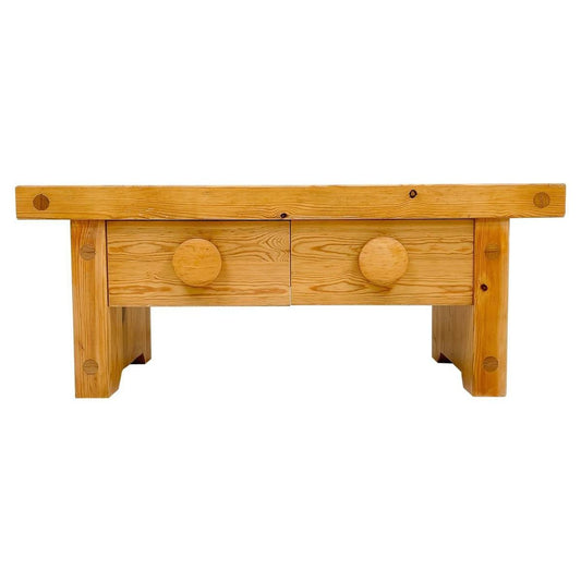 Scandinavian Modern Solid Pine Bench from Fröseke, Sweden, 1970s