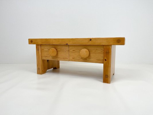 Scandinavian Modern Solid Pine Bench from Fröseke, Sweden, 1970s-UYK-890155