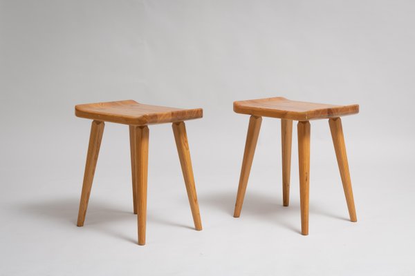 Scandinavian Modern Solid Pine Visingsö Stools by Carl Malmsten, Set of 6-MJF-1028980