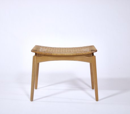 Scandinavian Modern Stool in Oak and Cane by Ølholm Møbelfabrik, Denmark, 1950s-WRF-714069