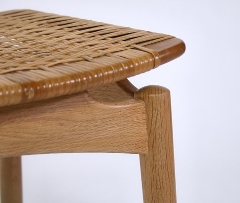 Scandinavian Modern Stool in Oak and Cane by Ølholm Møbelfabrik, Denmark, 1950s-WRF-714069