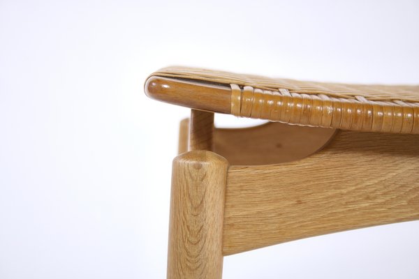 Scandinavian Modern Stool in Oak and Cane by Ølholm Møbelfabrik, Denmark, 1950s-WRF-714069