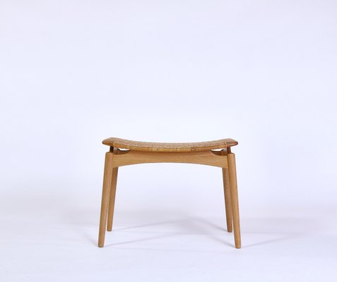 Scandinavian Modern Stool in Oak and Cane by Ølholm Møbelfabrik, Denmark, 1950s-WRF-714069