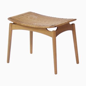 Scandinavian Modern Stool in Oak and Cane by Ølholm Møbelfabrik, Denmark, 1950s-WRF-714069