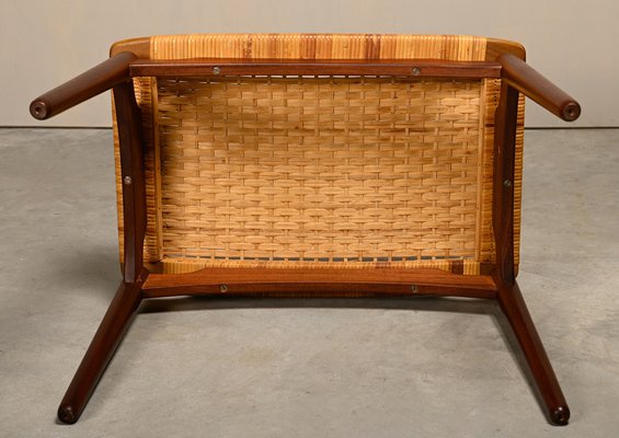 Scandinavian Modern Stool in Teak and Cane from Ølholm Møbelfabrik, 1950s-JK-2043626