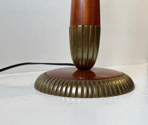 Scandinavian Modern Table Lamp in Walnut and Brass, 1950s-LCR-1034748