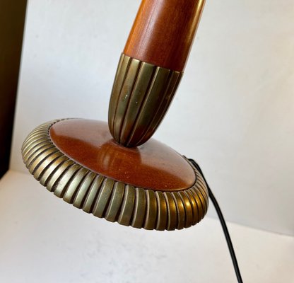 Scandinavian Modern Table Lamp in Walnut and Brass, 1950s-LCR-1034748