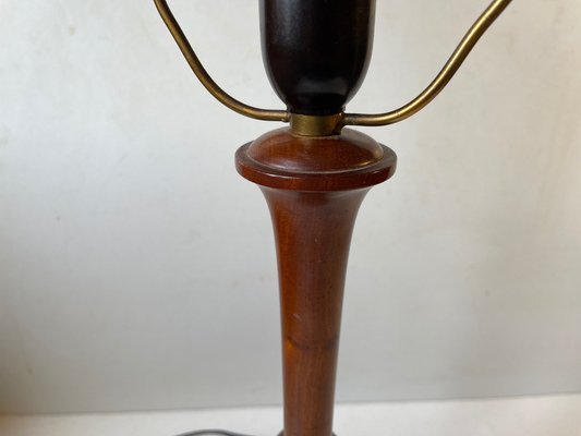 Scandinavian Modern Table Lamp in Walnut and Brass, 1950s-LCR-1034748