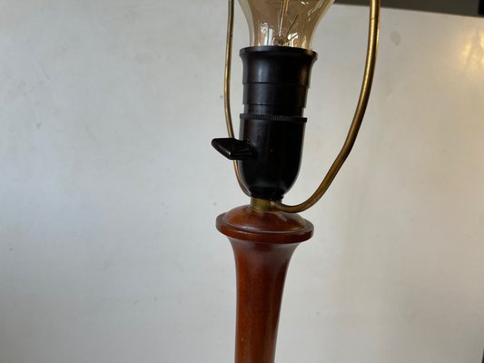 Scandinavian Modern Table Lamp in Walnut and Brass, 1950s-LCR-1034748