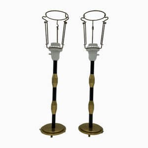 Scandinavian Modern Table Lamps in Metal and Brass, 1950s, Set of 2-ZQM-1740554