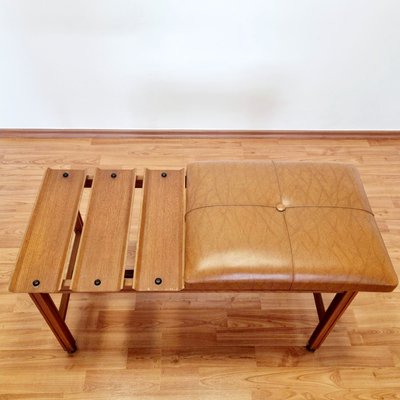 Scandinavian Modern Teak Bench with Seat, 1960s-PUG-2020127