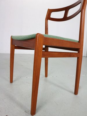 Scandinavian Modern Teak & Green Upholstery Dining Chairs, 1960, Set of 5-DT-2026173