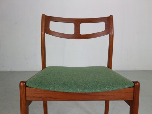 Scandinavian Modern Teak & Green Upholstery Dining Chairs, 1960, Set of 5-DT-2026173