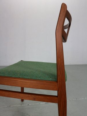 Scandinavian Modern Teak & Green Upholstery Dining Chairs, 1960, Set of 5-DT-2026173