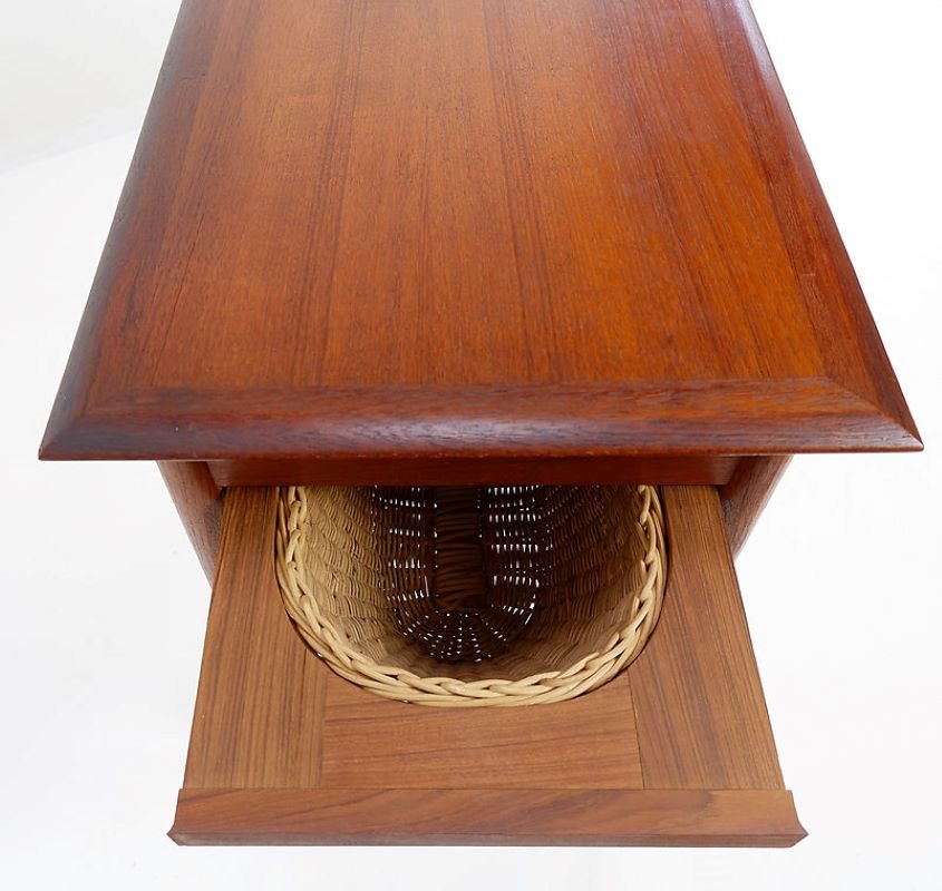 Scandinavian Modern Teak Sewing Basket End Table attributed to Johannes Andersen