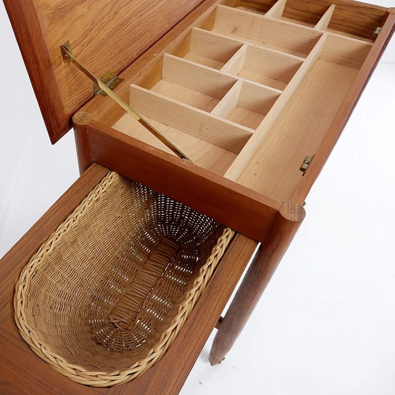 Scandinavian Modern Teak Sewing Basket End Table attributed to Johannes Andersen