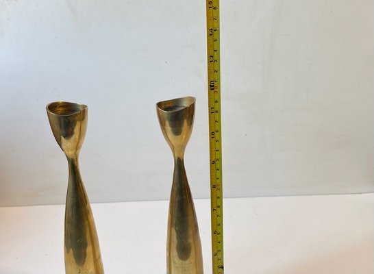 Scandinavian Modern Tulip Candlesticks in Brass, 1960s, Set of 2-LCR-1749122