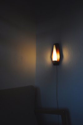 Scandinavian Modern Wall Light in Teak, Brass and Opaline Glass, 1960s-HPQ-1279442