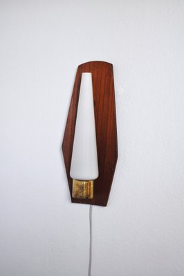 Scandinavian Modern Wall Light in Teak, Brass and Opaline Glass, 1960s-HPQ-1279442