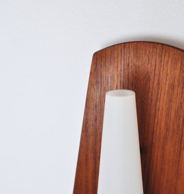 Scandinavian Modern Wall Light in Teak, Brass and Opaline Glass, 1960s-HPQ-1279442