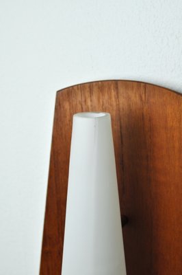 Scandinavian Modern Wall Light in Teak, Brass & Opaline Glass, Denmark, 1960s-HPQ-1396798