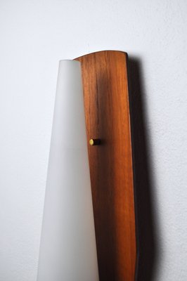 Scandinavian Modern Wall Light in Teak, Brass & Opaline Glass, Denmark, 1960s-HPQ-1396798