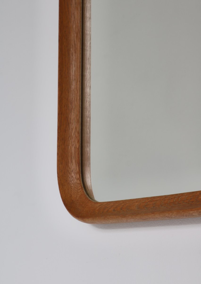 Scandinavian Modern Wall Mirror in Oakwood by Hans J. Wegner, Denmark, 1950s