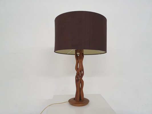 Scandinavian Modern Wooden Table Lamp, Denmark, 1960s-ZO-1189987