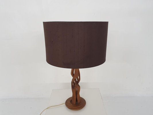 Scandinavian Modern Wooden Table Lamp, Denmark, 1960s-ZO-1189987