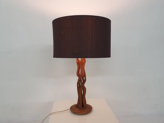 Scandinavian Modern Wooden Table Lamp, Denmark, 1960s-ZO-1189987