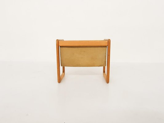 Scandinavian Oak and Suede Magazine Stand, 1960s-ZO-991506