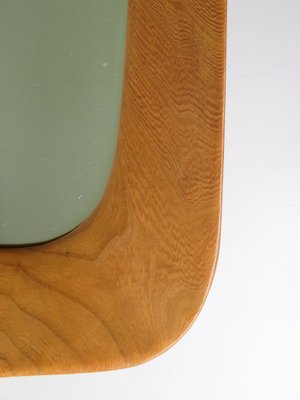 Scandinavian Organic Shaped Teak, Leather & Brass Wall Mirror, 1960s-EY-986881