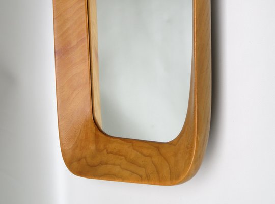 Scandinavian Organic Shaped Teak, Leather & Brass Wall Mirror, 1960s-EY-986881