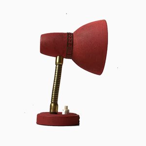 Scandinavian Pastel Red Wall Lamp in Brass & Aluminum, 1950s-LCR-942351