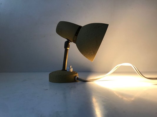 Scandinavian Pastel Yellow Wall Lamp in Brass & Aluminium, 1950s-LCR-841643