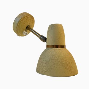 Scandinavian Pastel Yellow Wall Lamp in Brass & Aluminium, 1950s-LCR-841643