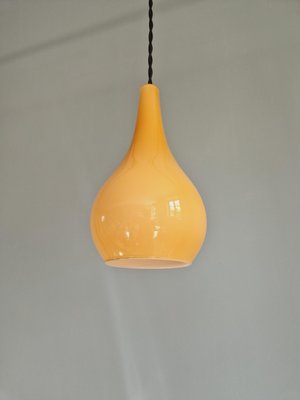 Scandinavian Pendant Light in Honey-Colored Opaline Glass, 1960s-FAX-2015963