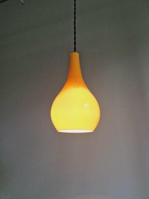 Scandinavian Pendant Light in Honey-Colored Opaline Glass, 1960s-FAX-2015963