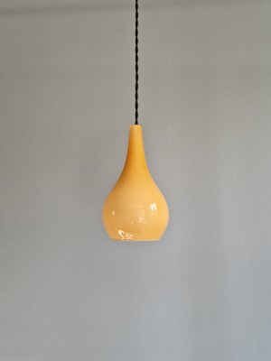 Scandinavian Pendant Light in Honey-Colored Opaline Glass, 1960s-FAX-2015963