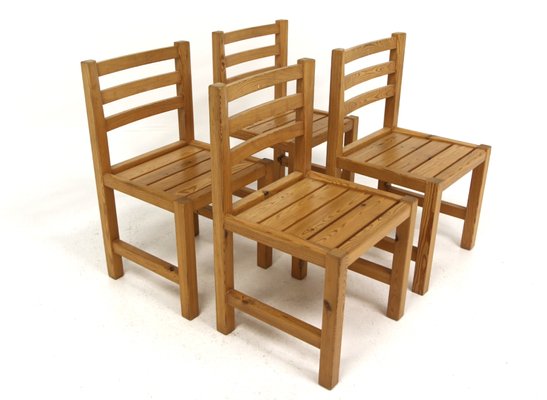 Scandinavian Pine Chairs, 1970, Set of 4-GEK-1765449