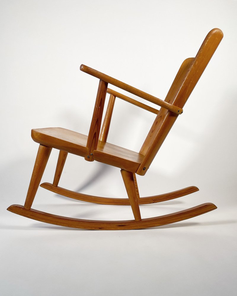 Scandinavian Pine Rocking Chair by Göran Malmvall for Svensk Fur, 1950s