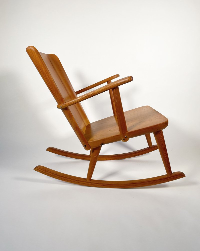 Scandinavian Pine Rocking Chair by Göran Malmvall for Svensk Fur, 1950s