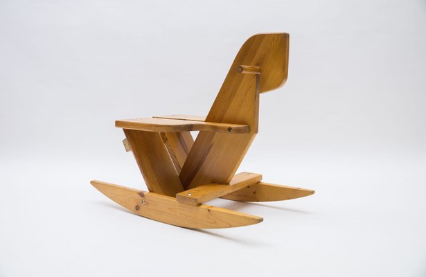 Scandinavian Pine Rocking Horse, 1960s-KQB-880730