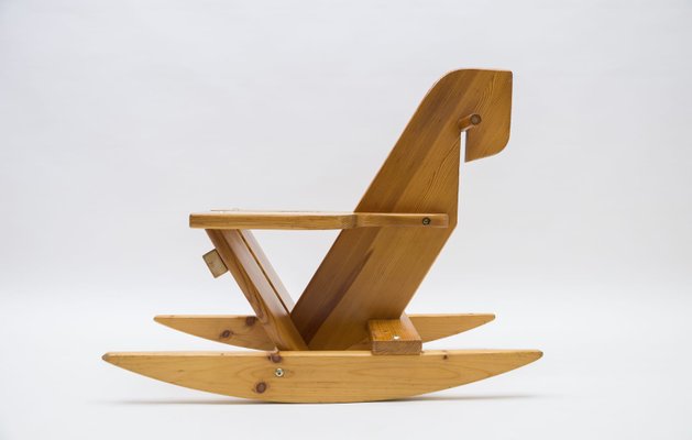 Scandinavian Pine Rocking Horse, 1960s-KQB-880730